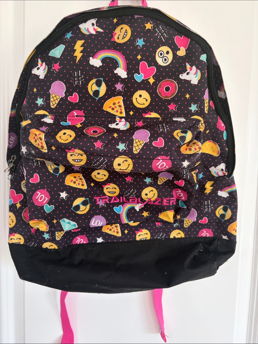 Trailblazer Kids Emoji Print Black and Pink Backpack